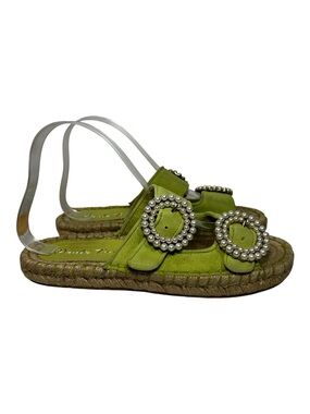 Paula Torres Espadrille Slide Sandals Womens 6 37 Faux Pearl Buckle